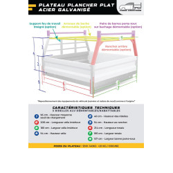 Plateau ridelles acier galvanisé  cabine approfondie et double cabine